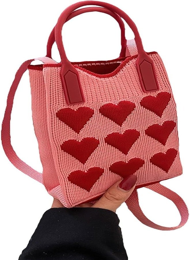 كون حقيبة هاتف Kawn للنساء - حقيبة أنيقة مطبوعة بقلوب، عصرية وعملية، خفيفة الوزن، حقيبة كتف قابلة للتعديل، محفظة صغيرة للهاتف المحمول، مثالية للسفر والشواطئ والاستخدام اليومي (وردي) - Image 1